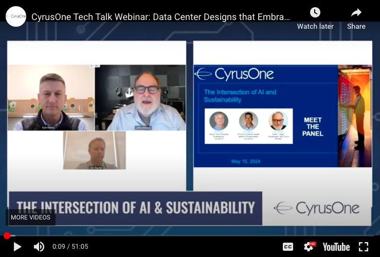 CyrusOne Tech Talk Webinar: The Intersection of Data Center AI and Sustainability